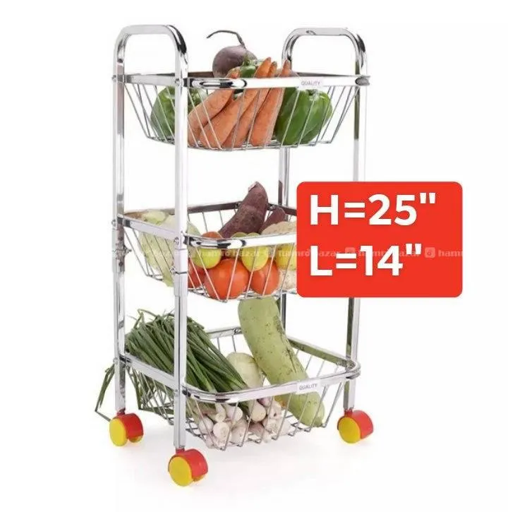 3 step trolley kitchen vegetable rack 1