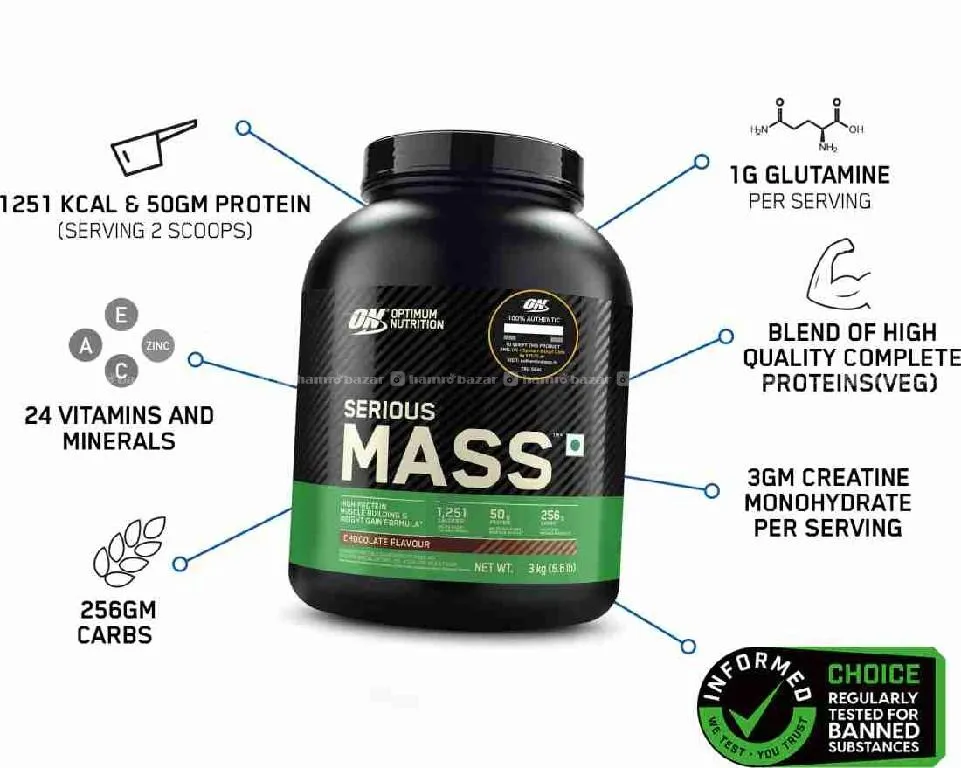 OPTIMUM NUTRITION SERIOUS MASS GAINER with vitamin 2