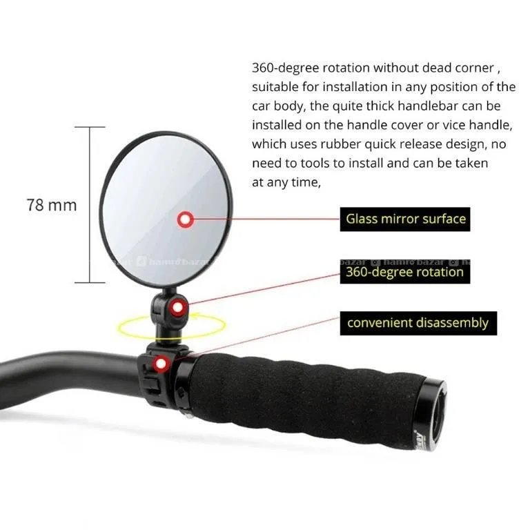 Bicycle Mirror Universal Handlebar Rearview Mirror 3
