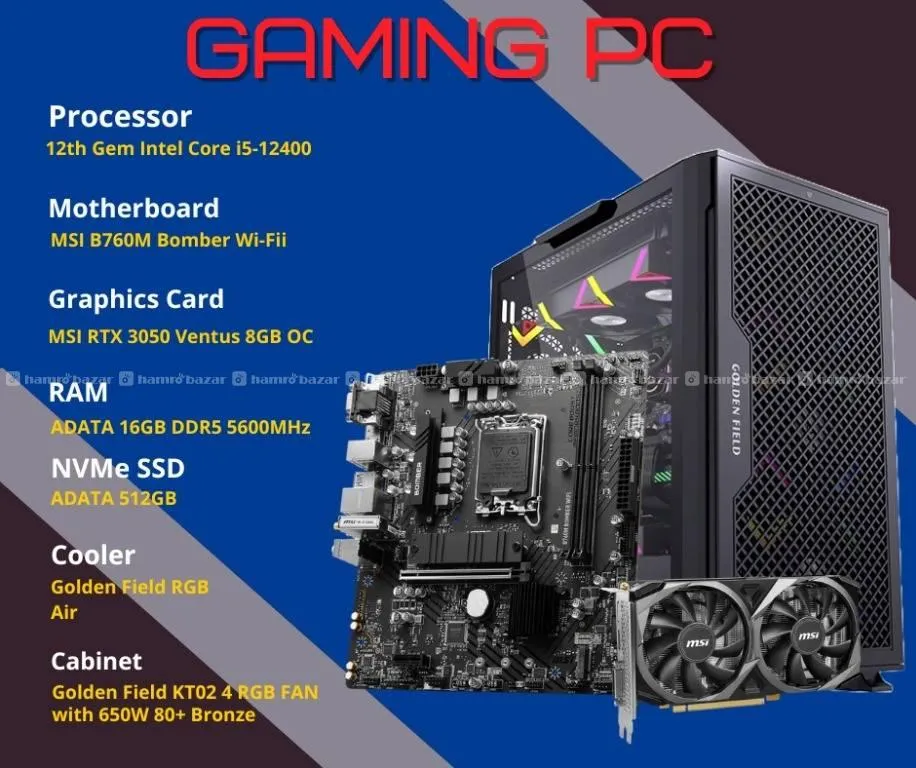 MSI RTX 3050 8G Core i5 12400搭載pc MSI RTX 3050 8G Core i5 12400搭載pc