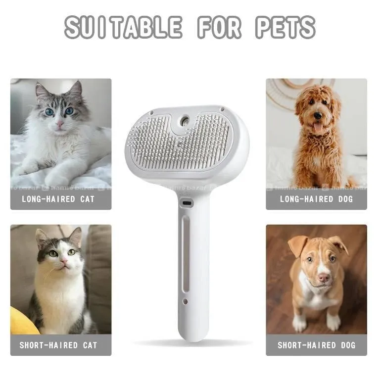 Rechargeable Water Spray Pet Grooming Brush Comb  6