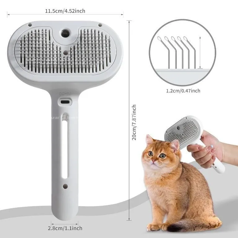 Rechargeable Water Spray Pet Grooming Brush Comb  5
