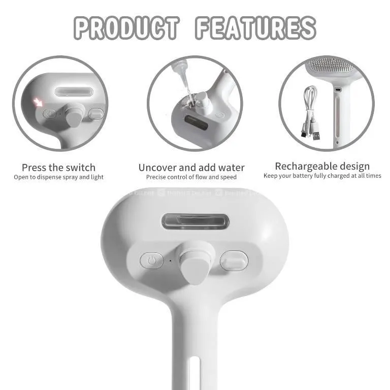 Rechargeable Water Spray Pet Grooming Brush Comb  2
