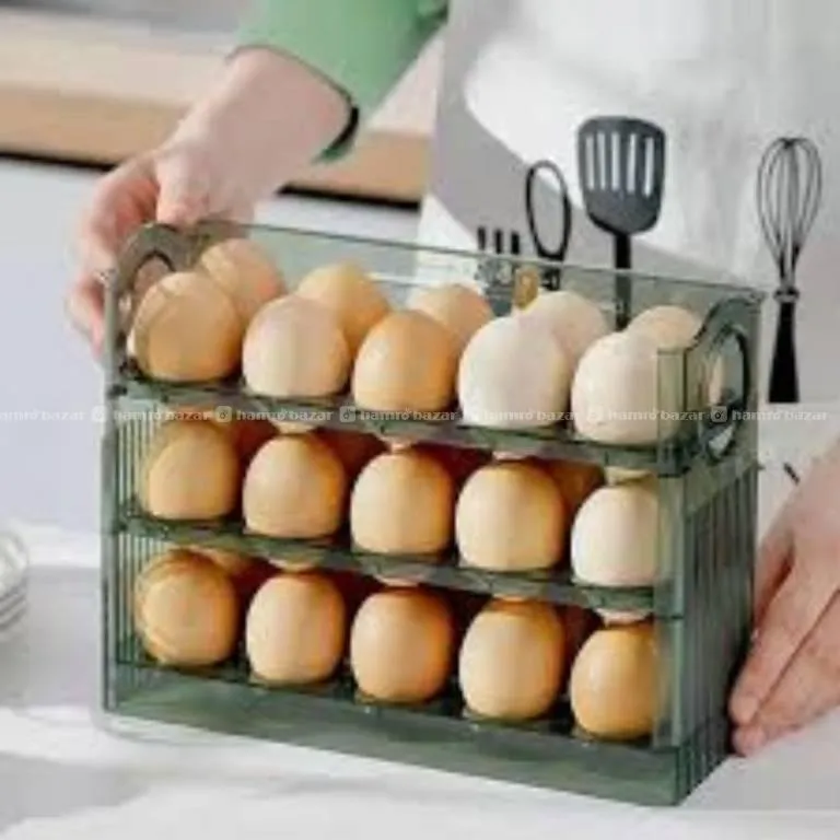 3 Layer Flip Type Refrigerator Egg Storage Box Sta