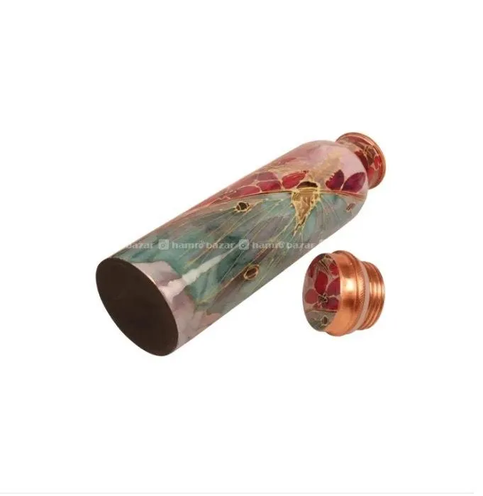 Copper Water Bottle Marble Floral Printed 1 Litre 3