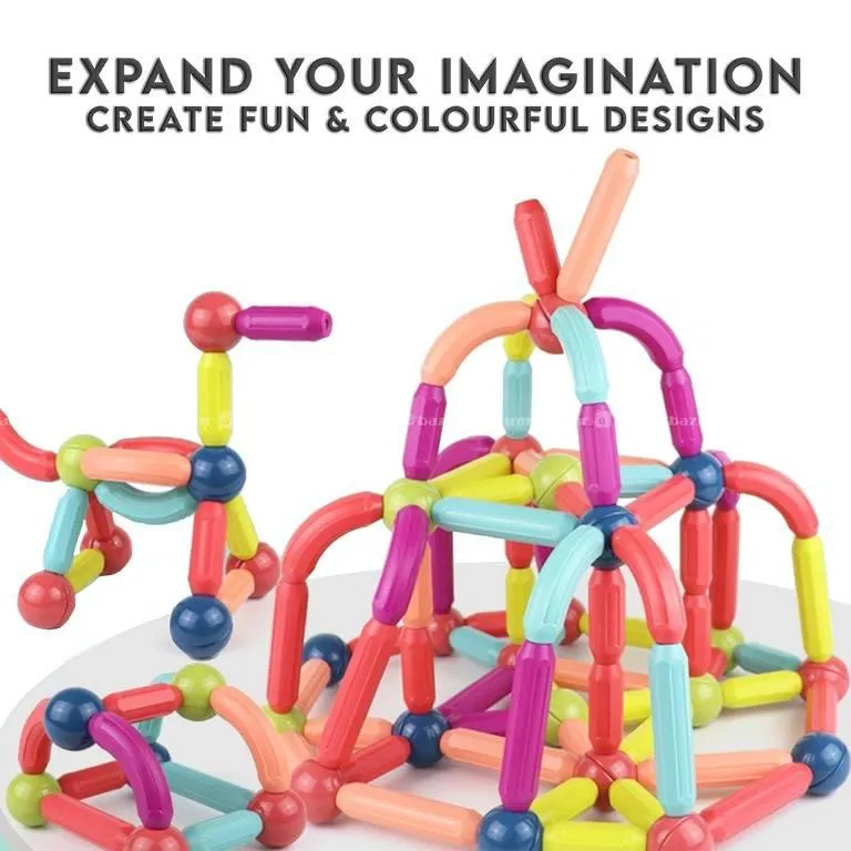 128 PC Magnetic Stick Building Blocks Toy FREE BAG