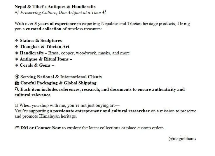 Nepal & Tibet’s Antiques & Handicrafts-expert here 5
