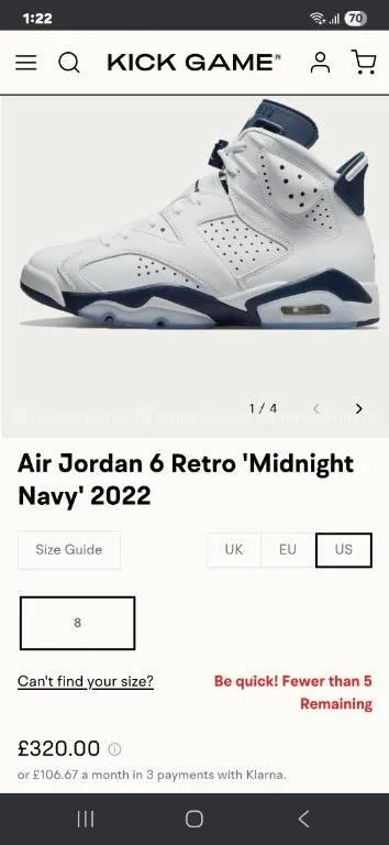 JORDAN RETRO 6 (100% ORIGINAL )
