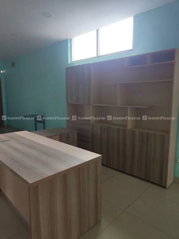 Executive director table and back cabinet set