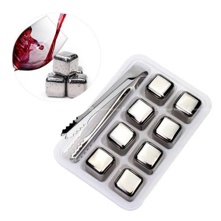 8 piece Whiskey Ice Cubes Set with tong
