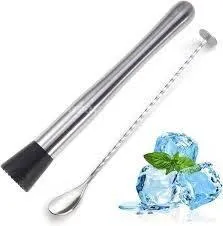 Cocktail Bar Muddler 8" and Stirring Spoon 3