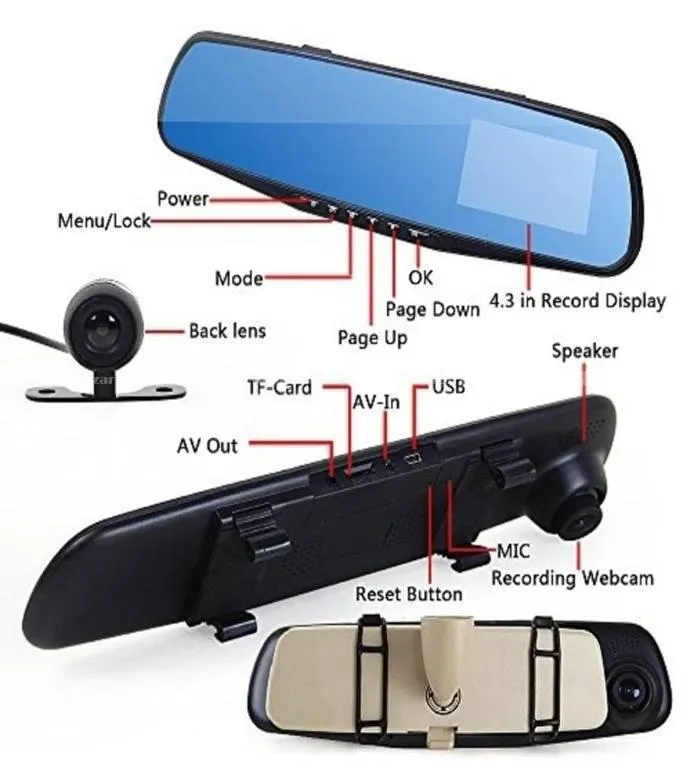 Vehicle Blackbox DVR Car Mirror Camera 1080P Dual 5