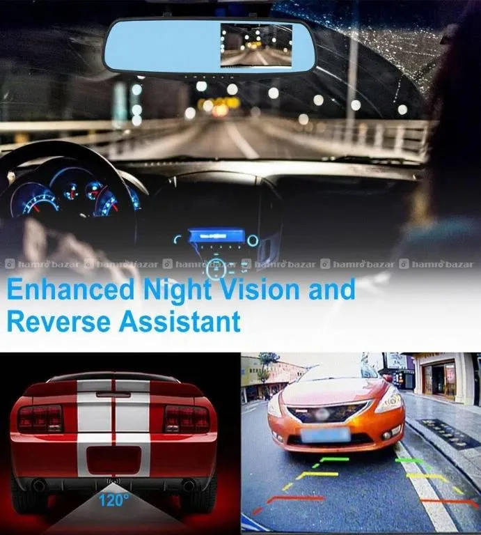 Vehicle Blackbox DVR Car Mirror Camera 1080P Dual 3