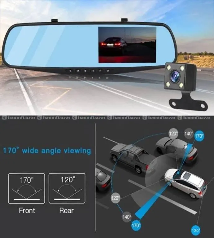 Vehicle Blackbox DVR Car Mirror Camera 1080P Dual 4