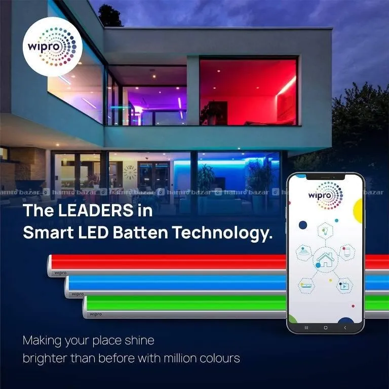 Wipro Smart 20W CCT+RGB LED Batten | TubeLight *2 3