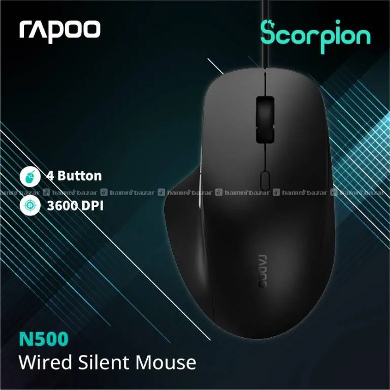 RAPOO N500 Gaming Wired Optical Mouse -Black 1