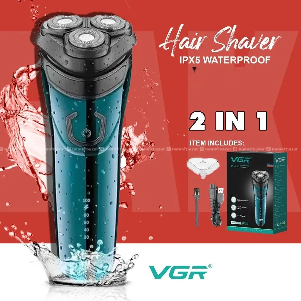 VGR V-322 THREE HEAD ROTARY SHAVER MENS TRIMMERS 8