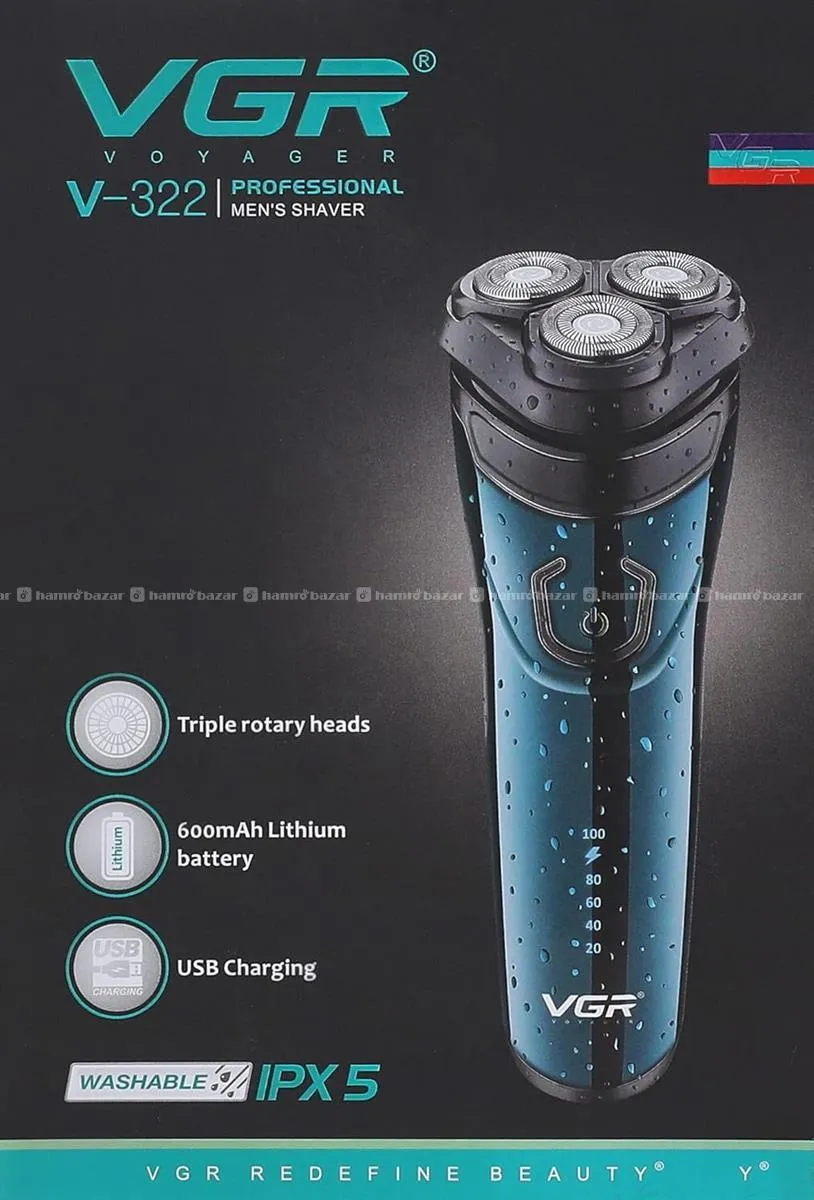 VGR V-322 THREE HEAD ROTARY SHAVER MENS TRIMMERS 6