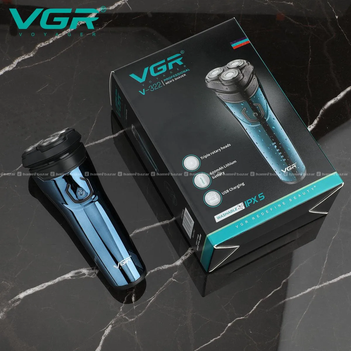 VGR V-322 THREE HEAD ROTARY SHAVER MENS TRIMMERS 7