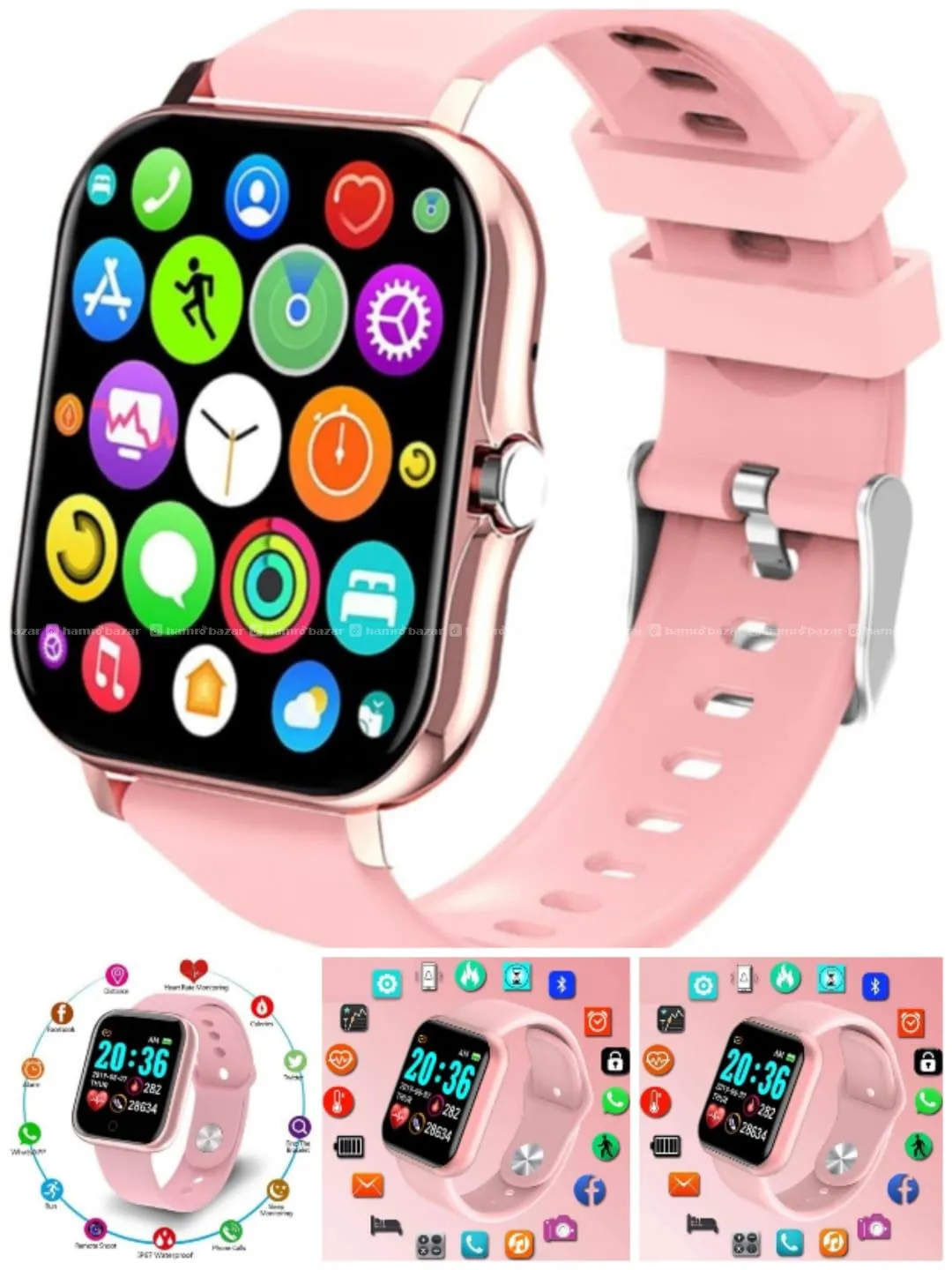Smartwatch Pink And Black Color 1