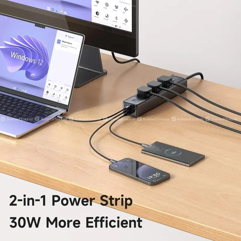 MCDODO CH0600 UK Plug 6-in-1 30W GaN Power Strip 2