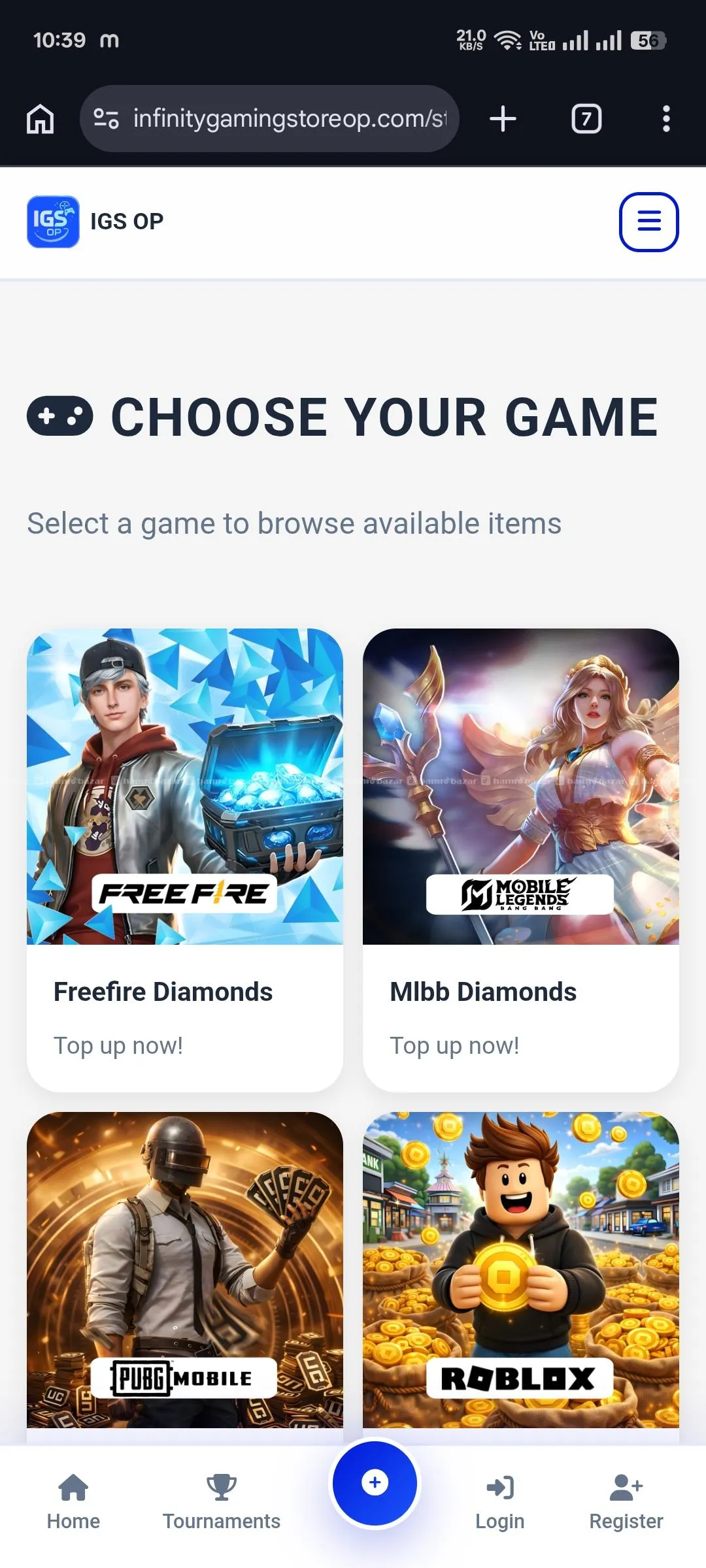 Tournament + Topup store website development 6