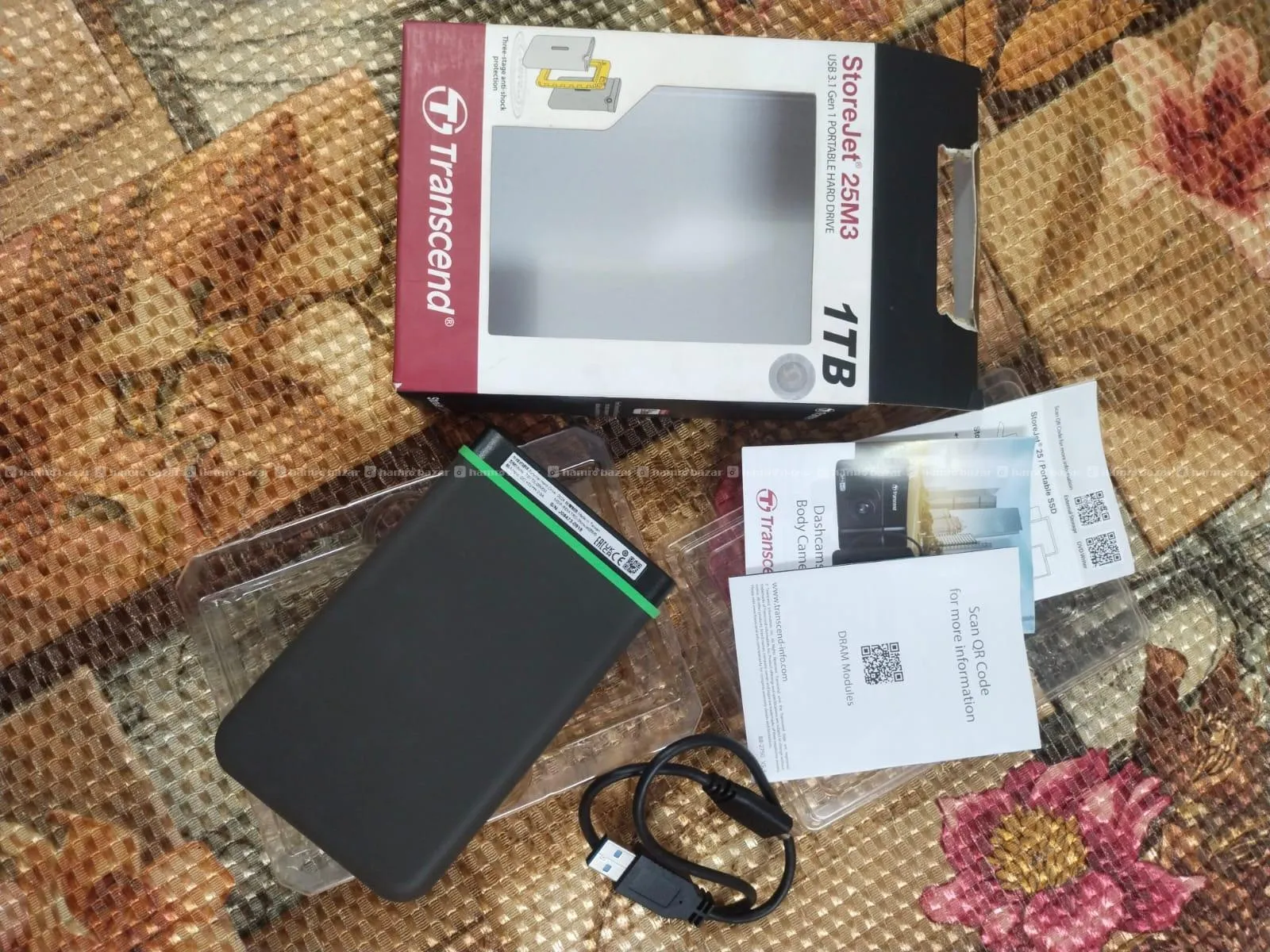 Transcend StoreJet 25M3 1TB Portable Hard Drive.