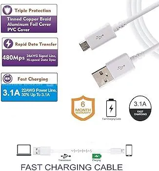 2.4A USB Micro Cable Fast Charging 3