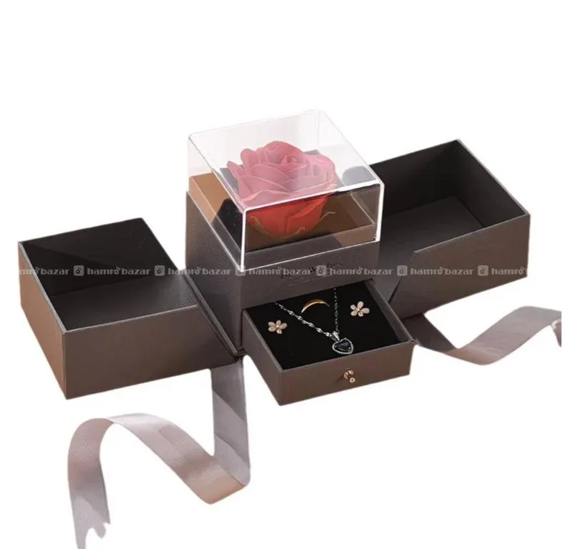 Jewelry box featuring a preserved rose. 3