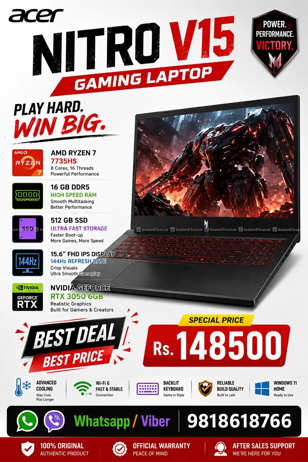 Acer Nitro V 15 AMD Ryzen 7 16 GB / 512 GB / 3050 1