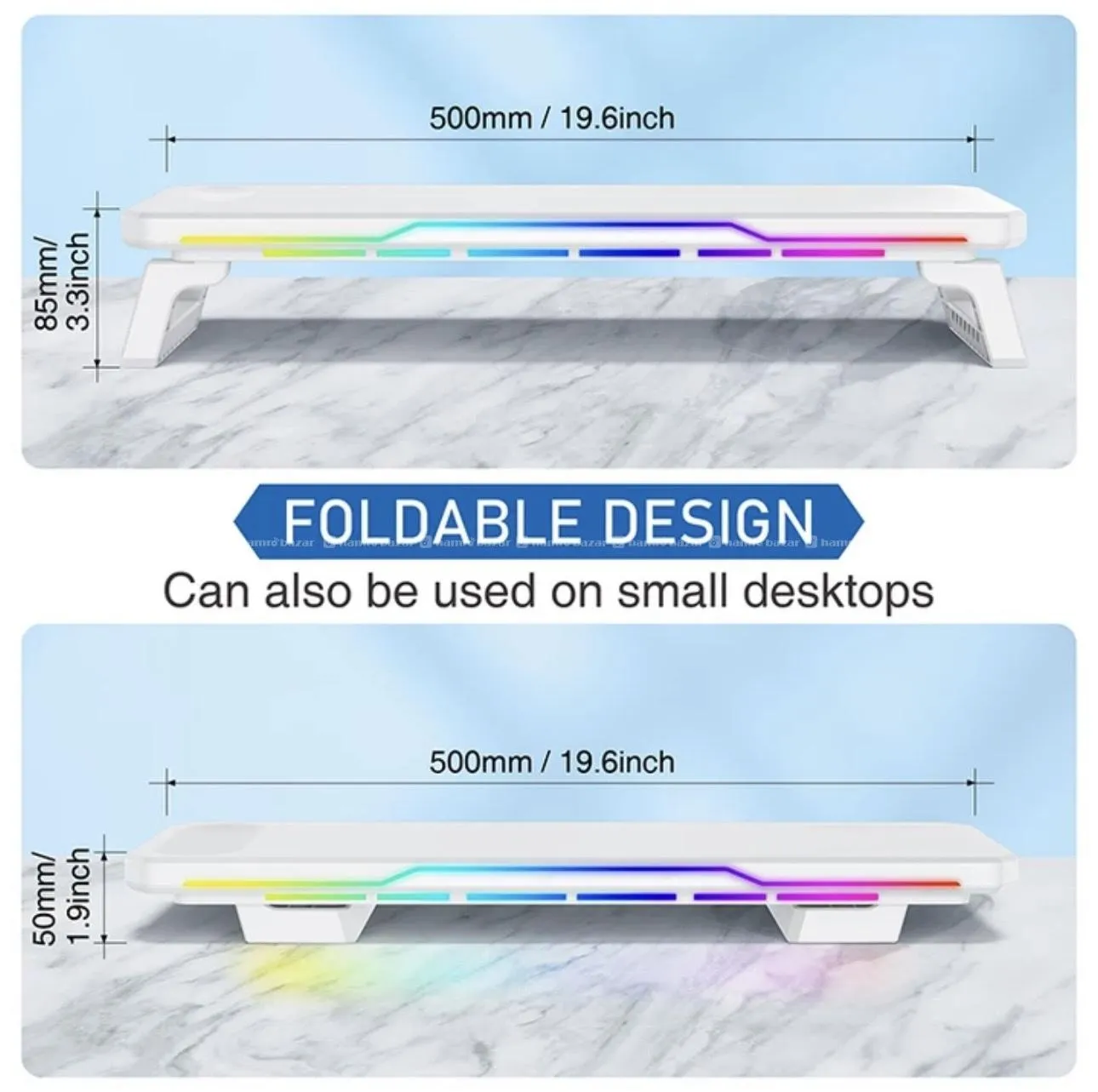RGB Monitor Stand | Changeable RGB Colors | 3 USB 4