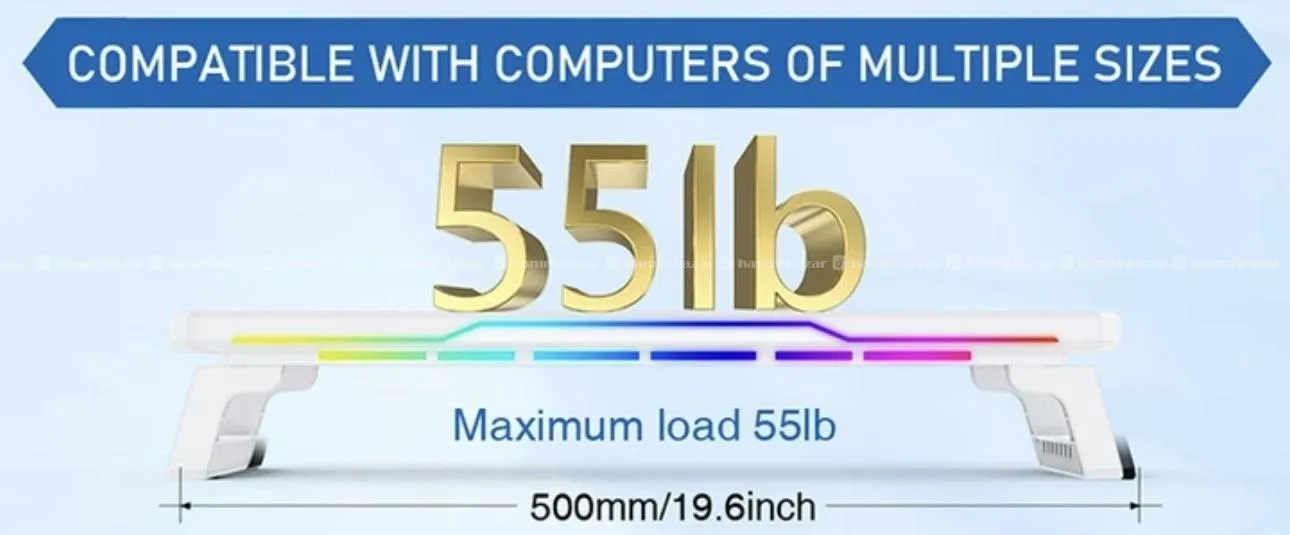 RGB Monitor Stand | Changeable RGB Colors | 3 USB 2