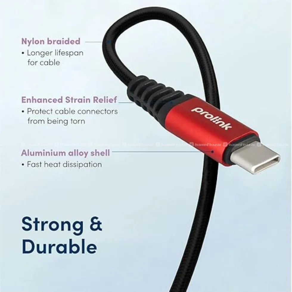 prolink type c to type c cable at 65watt 2