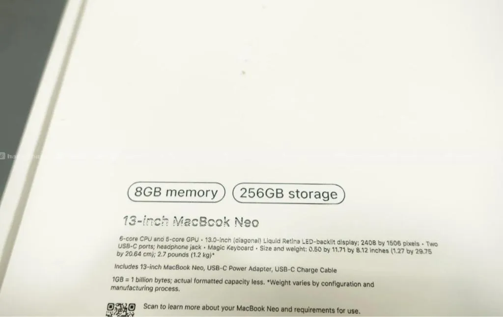 MACBOOK NEO 13" IND/6C CPU/5C GPU/8GB/256GB (INDIG 4