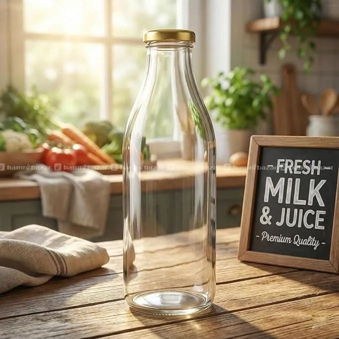 1 Liter Glass Water/Milk Bottle (pack of 1) 2