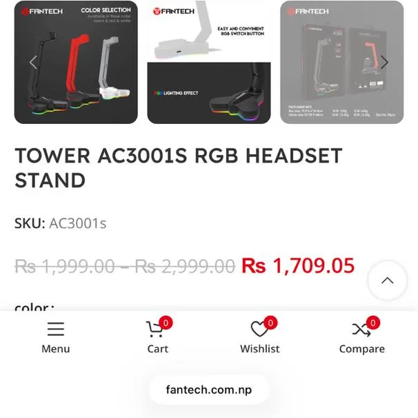 Headphone Stand RGB Fantech 3