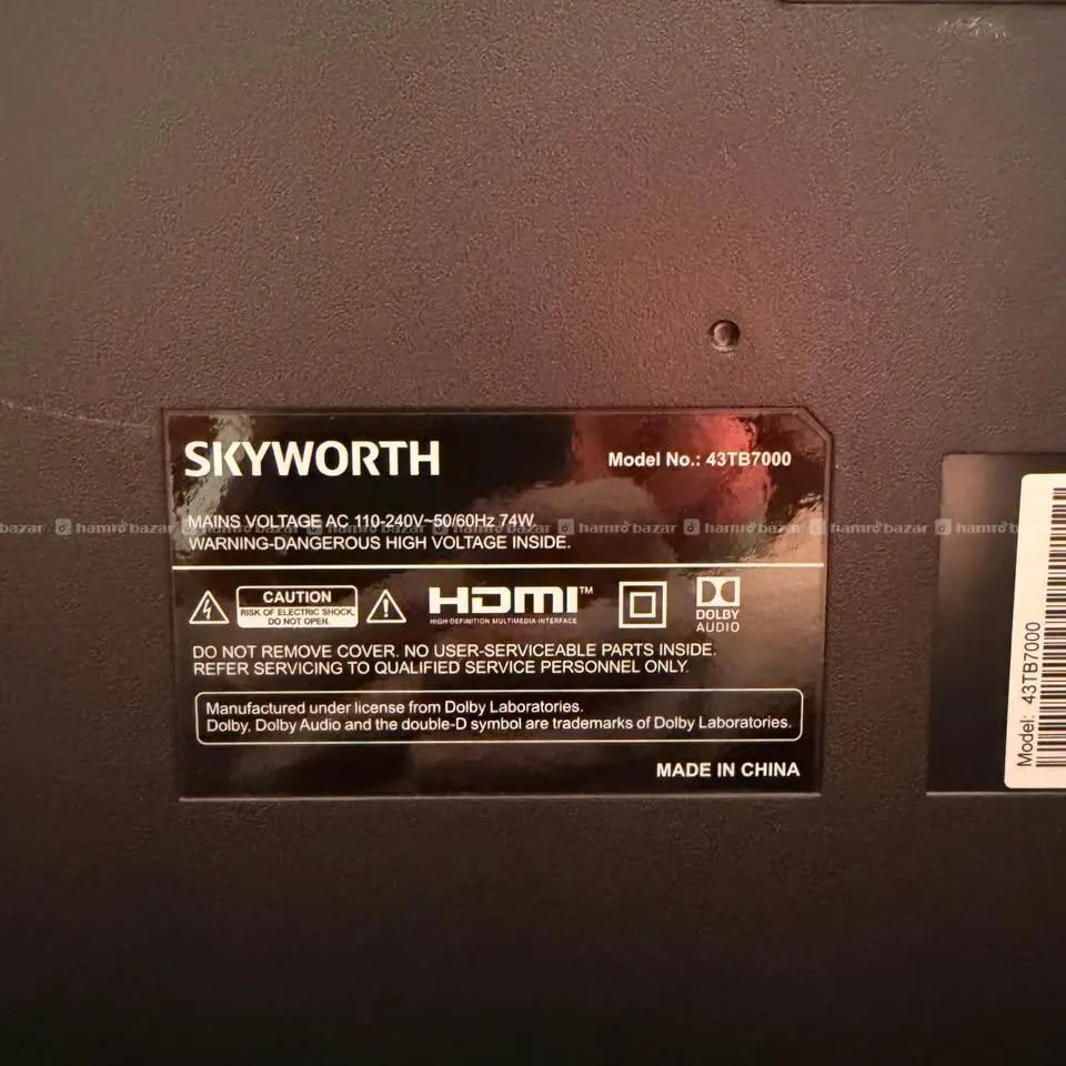 Skyworth 43" TV Model 43TB7000 (ANDROID TV) FHD 2