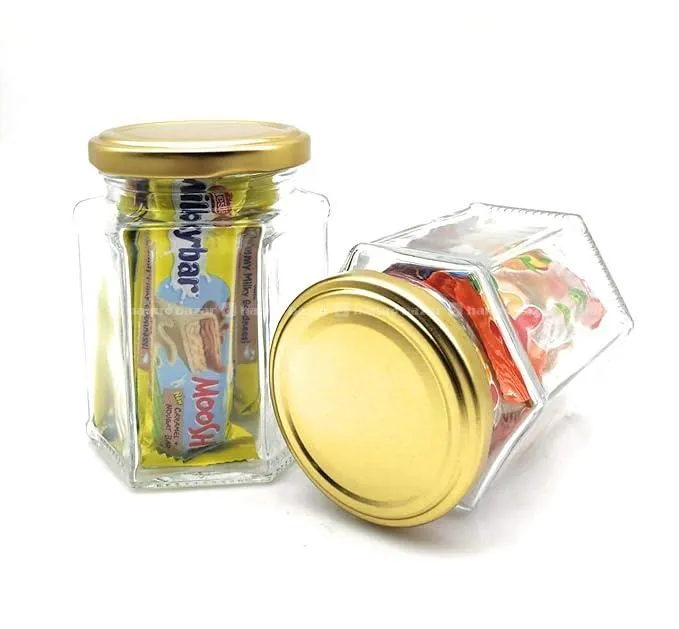 Hexagonal Glass Jar Set of 10 Pieces 250ML 3