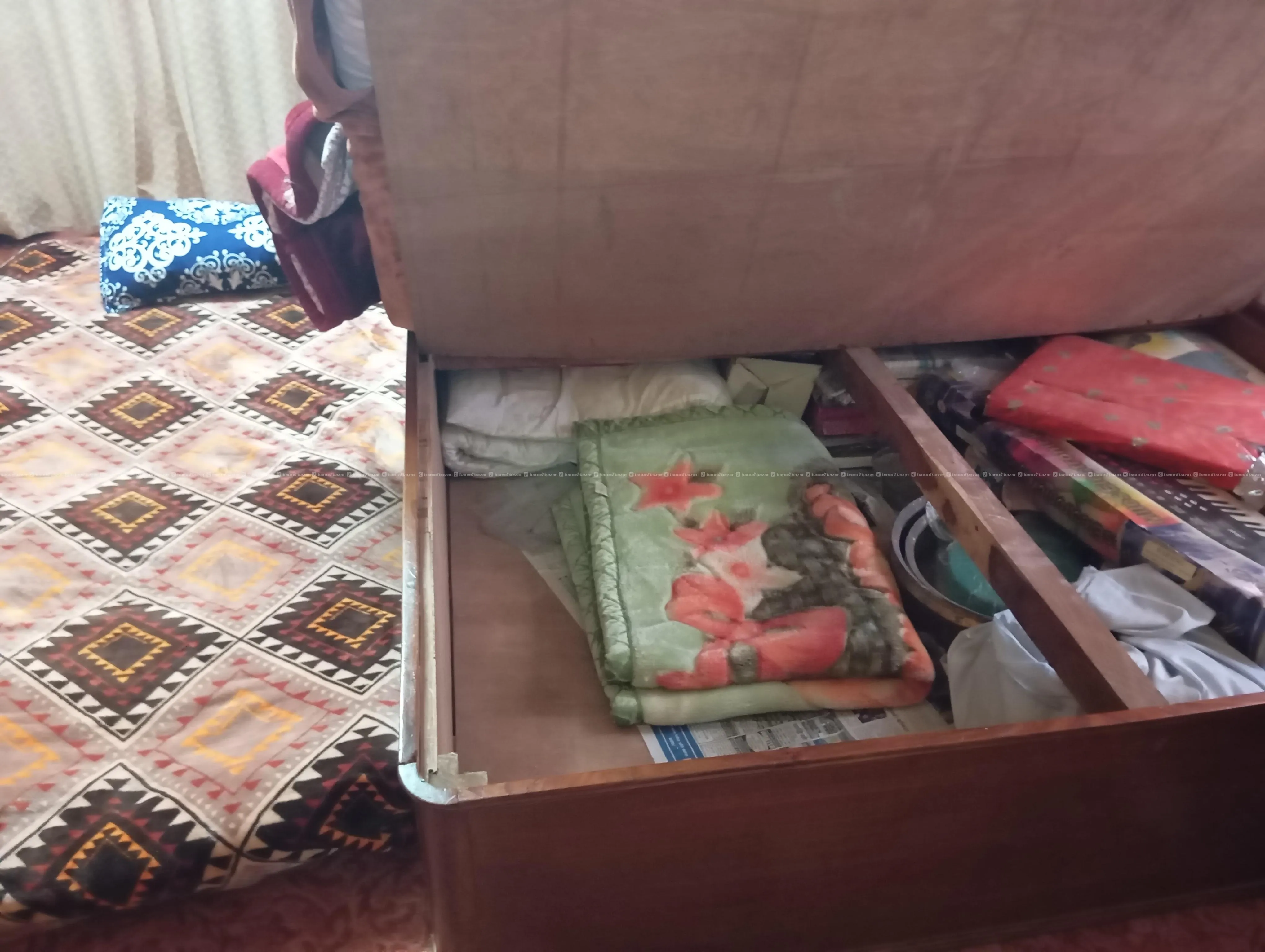 Wooden Box Double Bed with Head Rack 7x5 ft. 2