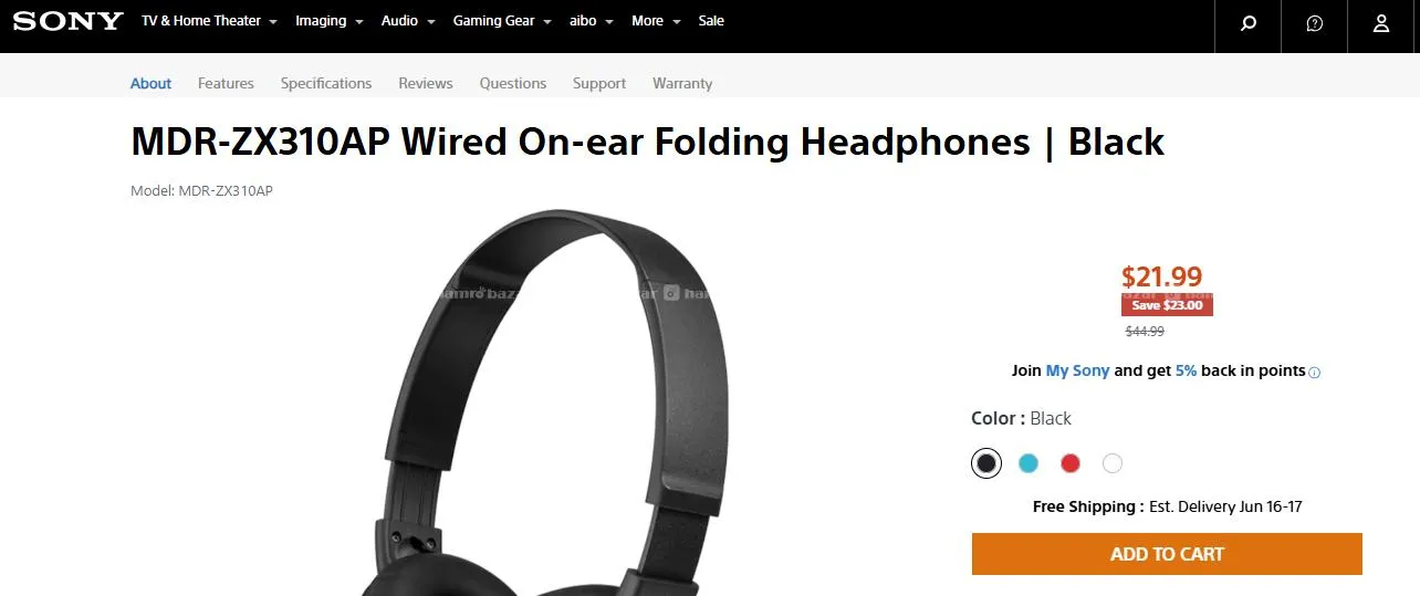 Sony ZX Series MDR-ZX310AP Wired Headphones 2