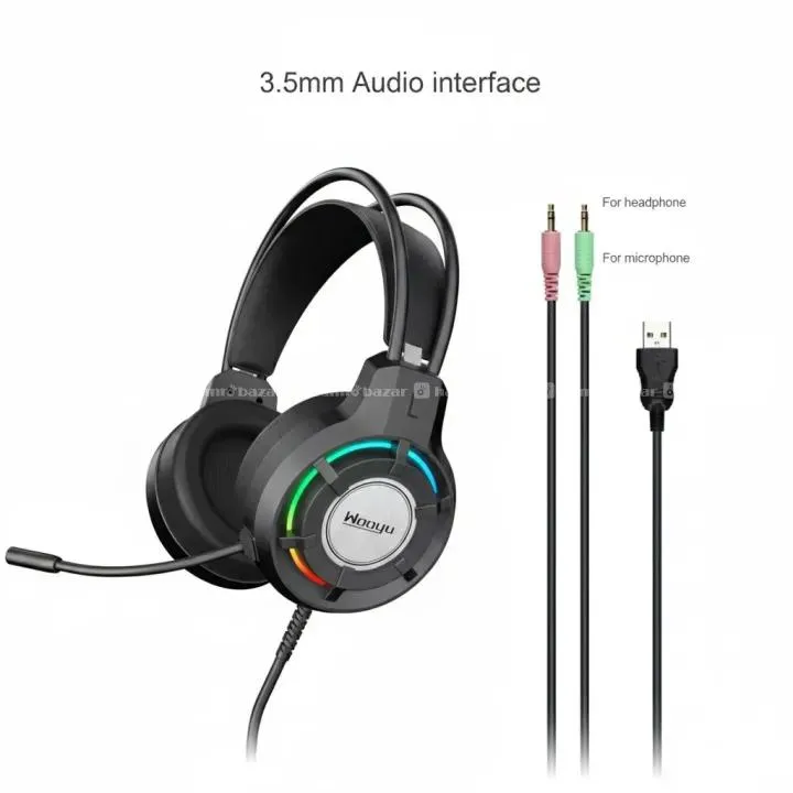 Wooyu G18 RGB Light Gaming Headset Headphone Built 3