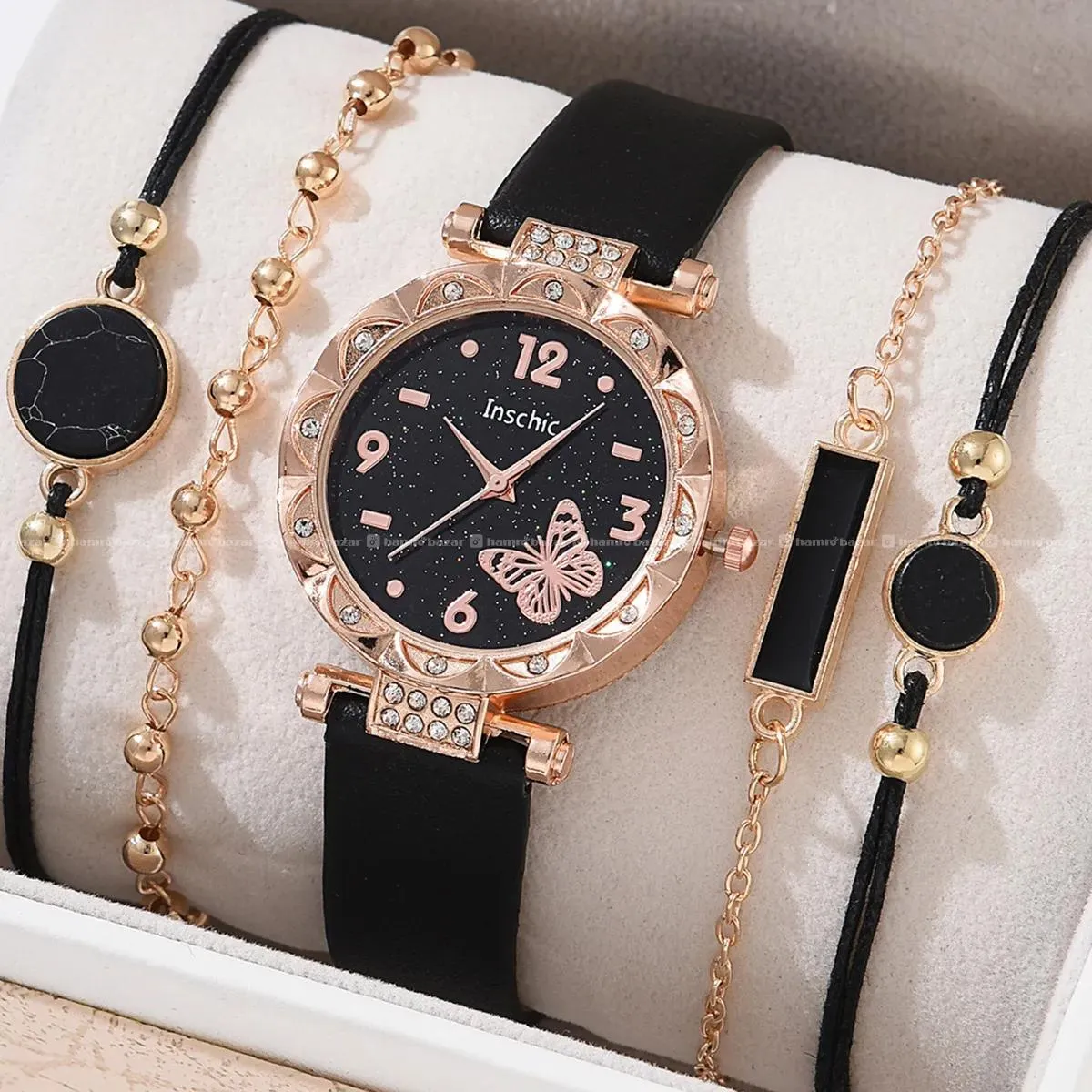 New Luxury Fashion Women Watch Set Leather Band 7