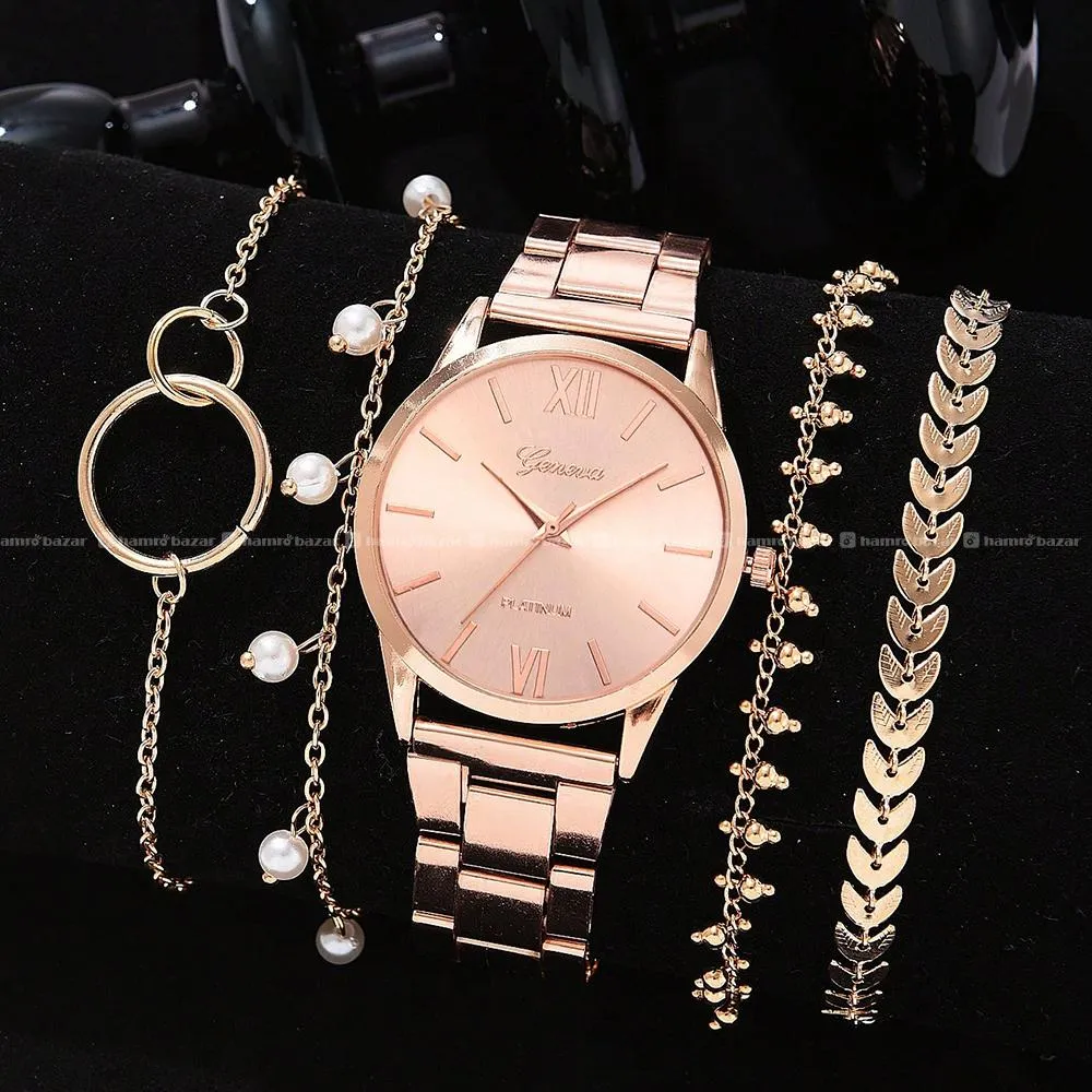 New Luxury Fashion Women Watch Set Leather Band 2