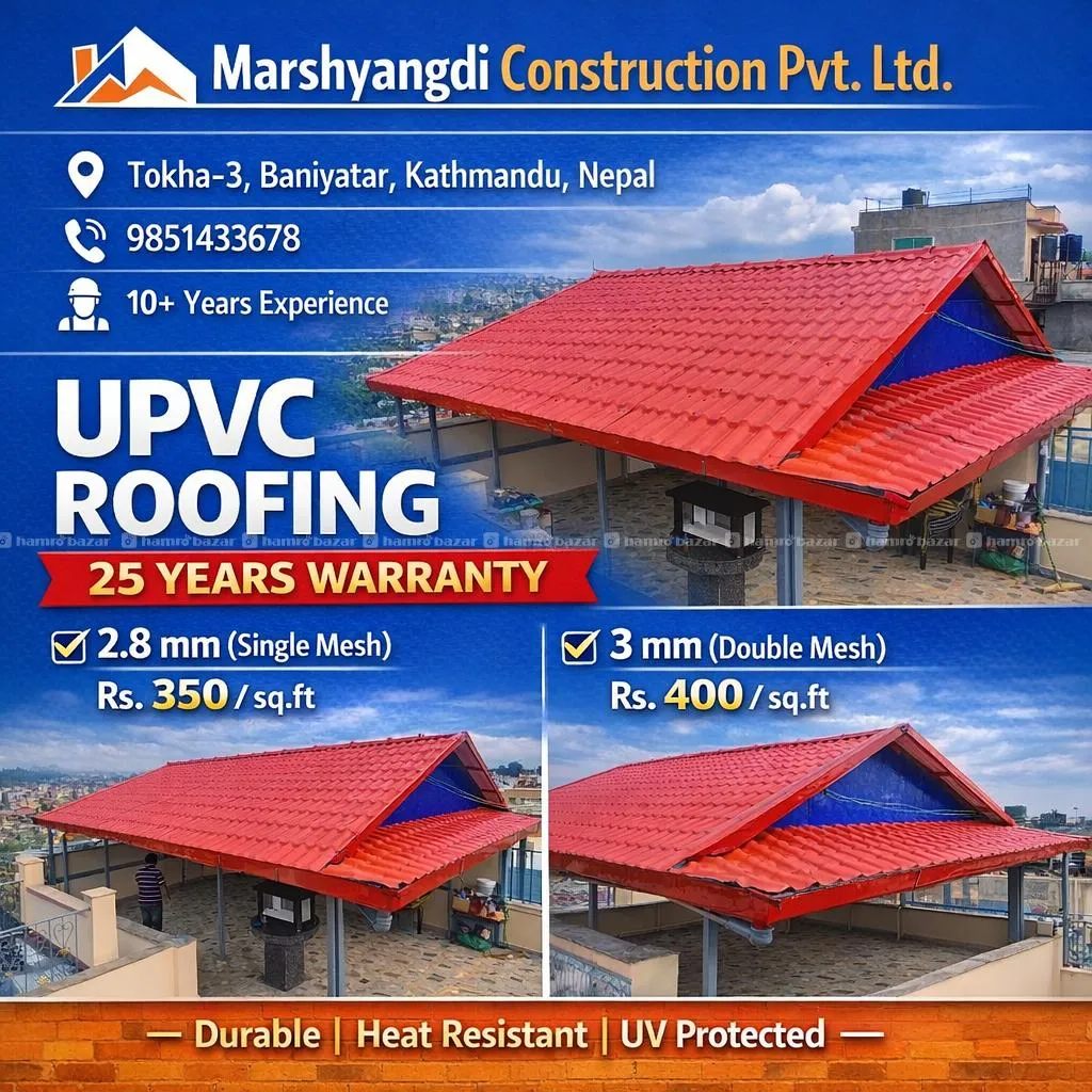 upvc roofing in kathmandu valley 350 s.f 2