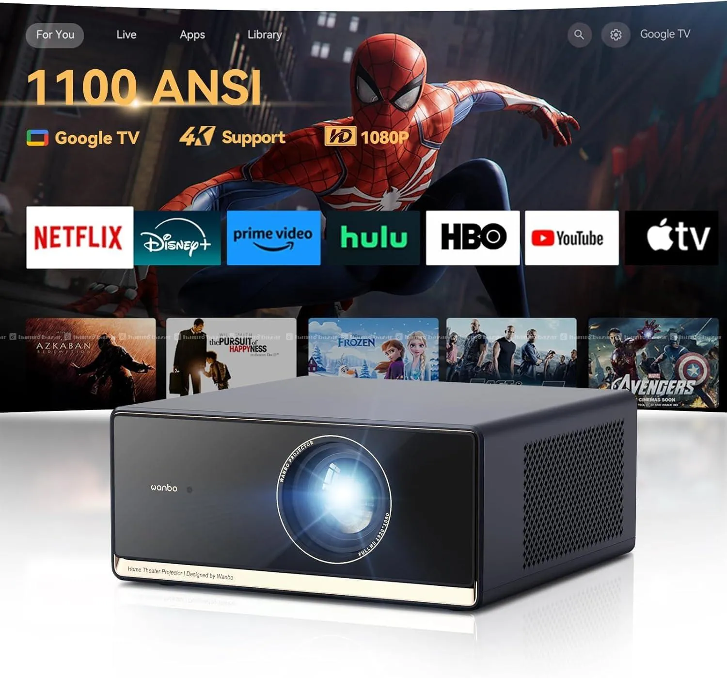 WANBO X5 Pro Projector Full HD 1100 ANSI Lumens 4