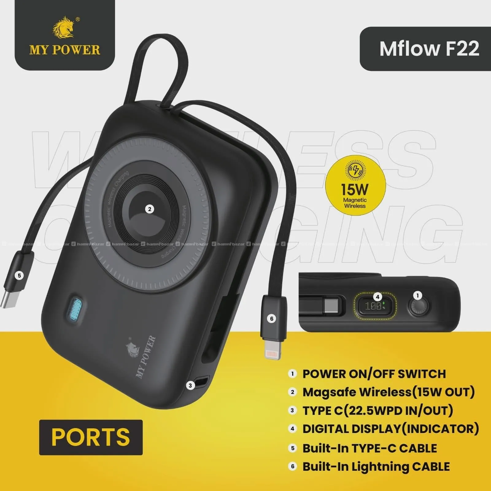 My Power Mflow F22 20,000mAh Wireless Powerbank 4