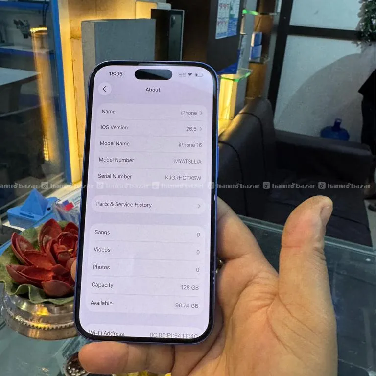 iphone 16 128GB 99% battery health Physical sim Ge 2