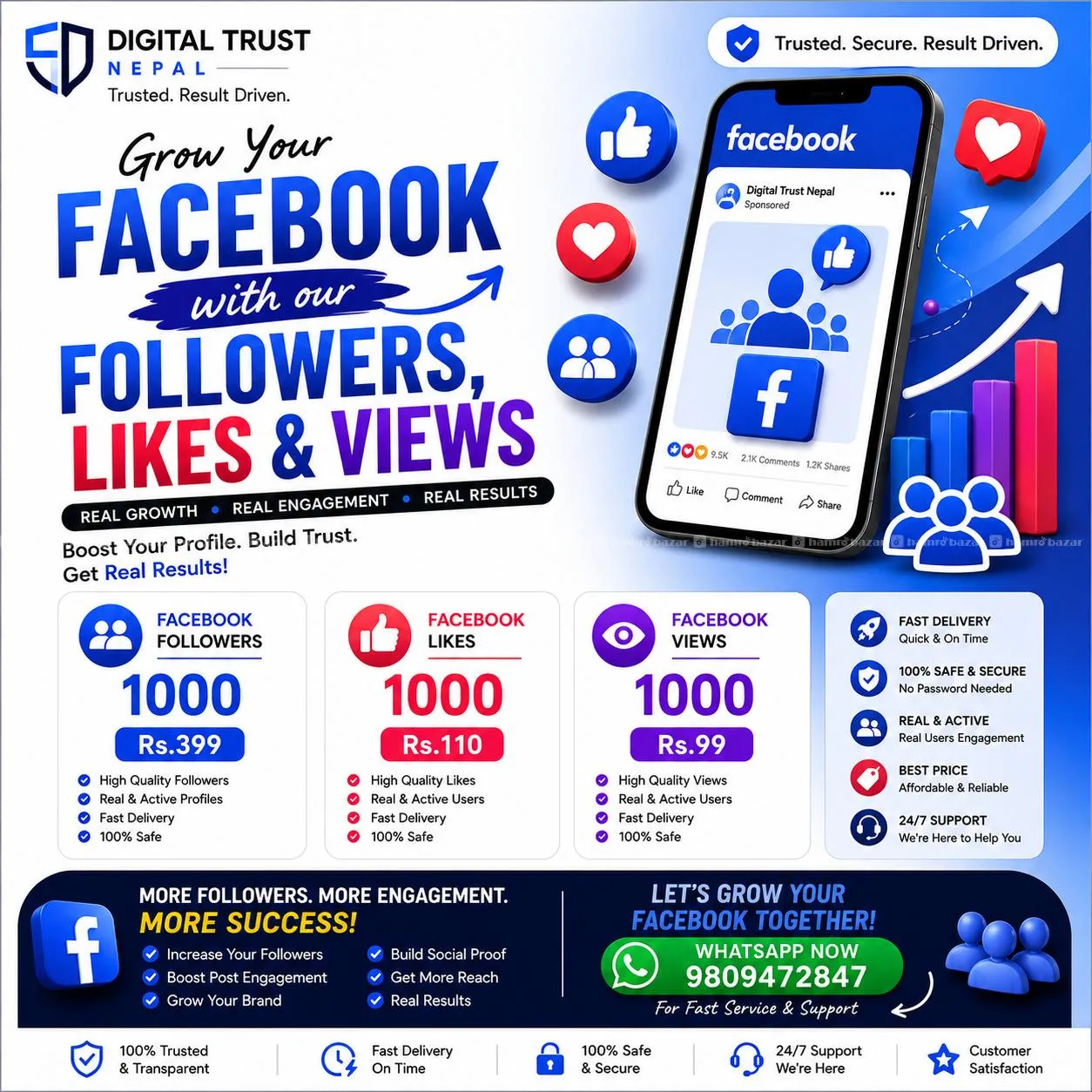 Facebook followers, Facebook likes, Facebook views 1