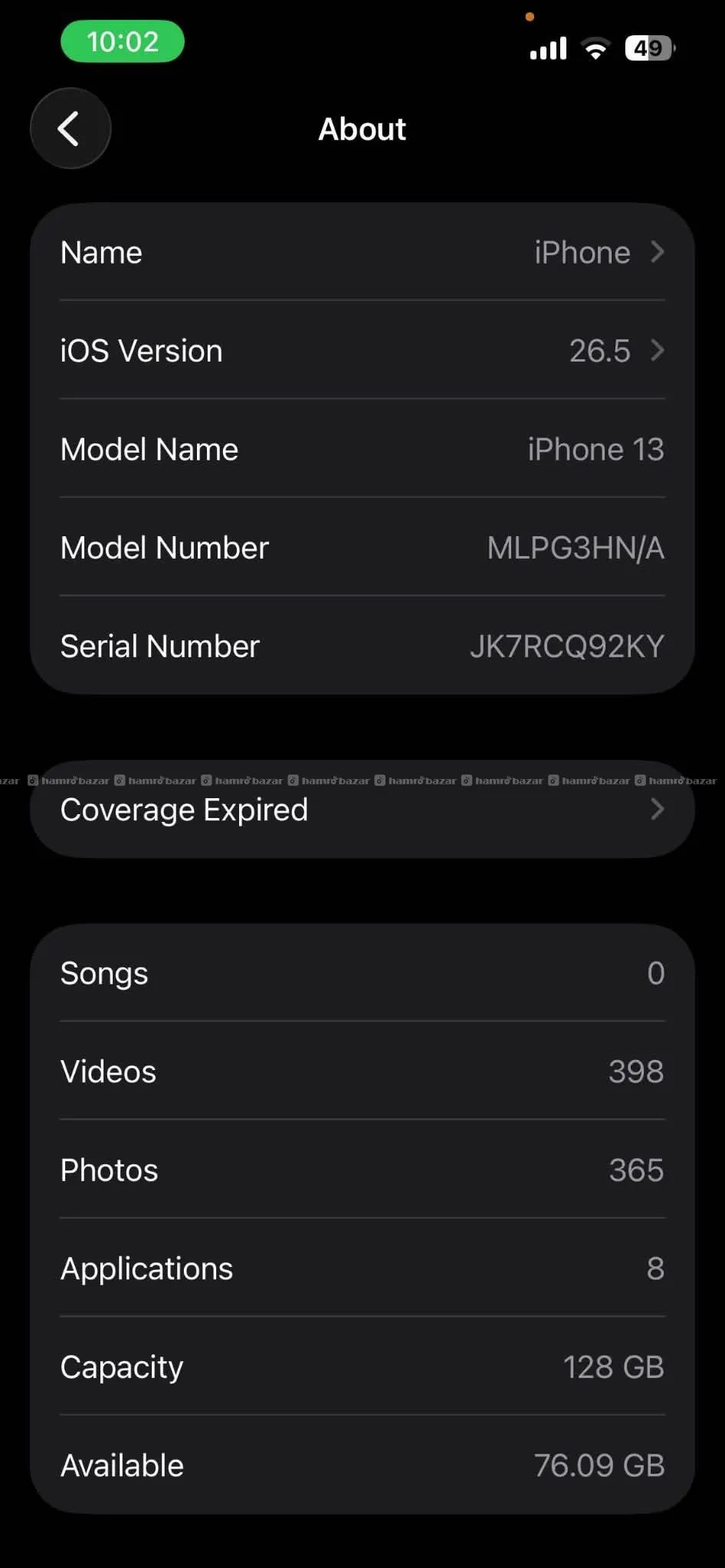 I phone 13 128gb bh 85 non open set 2