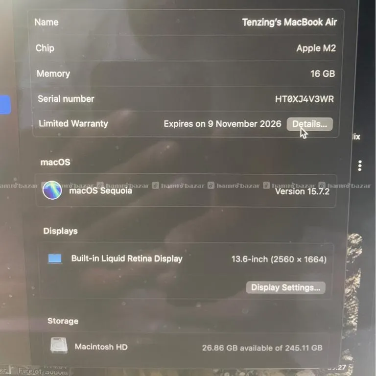 Mac M2 Air 16/256gb 3